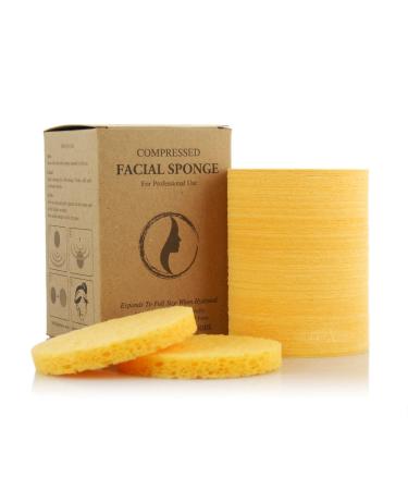 Facial Sponges - APPEARUS Compressed Natural Cellulose Face Sponge | Made in USA | Professional Spa Sponges for Face Cleansing  Massage  Pore Exfoliating  Mask  Makeup Removal (Yellow)