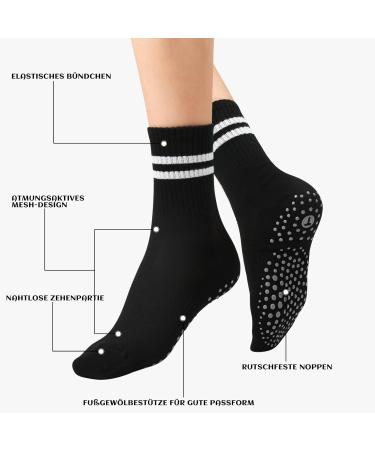 Caldodo Stopper Socks for Women - 4 Pairs Anti-Slip Yoga & Pilates Socks (Sizes 39-42) - Ideal Gifts with Nubs (2 Black/2 Gray) - International Shipping Available - Buy Online on GoSupps.com