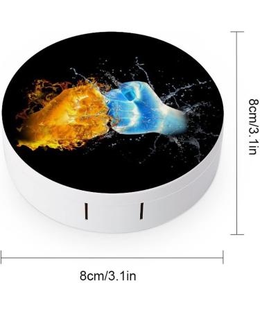 Fists And Cool Fire Ice Round Case For Contact Lens Kit Storage Box with Mirror Printed - Buy Online on GoSupps.com