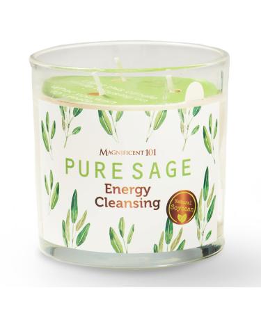 Magnificent 101 aromatherapy candles made of pure sage - 14 ounces - 56 hours of burning time |Very natural and organic soy wax glass candle for energy cleaning cleaning manifestation.14 oz glass - Buy Online on GoSupps.com
