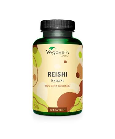 Reishi Mushroom Extract Vegavero | 13 000mg (10:1) Ganoderma Lucidum | 120 Reishi Mushroom Capsules | 40% Polysaccharides & 20% Beta Glucans | NO Additives | Vegan