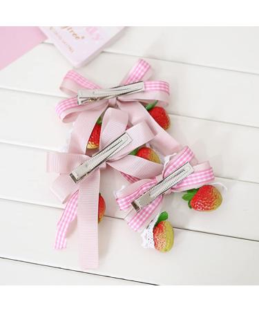 Sweet Strawberry Hair Bow Clips for Women and Teen Girls - Cute Pink Lace Barrettes for Little Girl's Hair - Assorted Accessories for Alligator Braid Ornaments - March9 (Pink2) - Buy Online on GoSupps.com