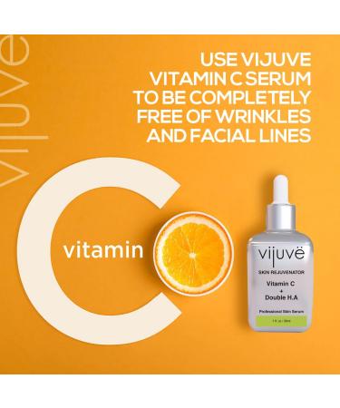 Vijuve Vitamin C Face Serum with Hyaluronic Acid & Collagen Peptides - All Skin Types Made in USA 1 Oz - Buy Online on GoSupps.com