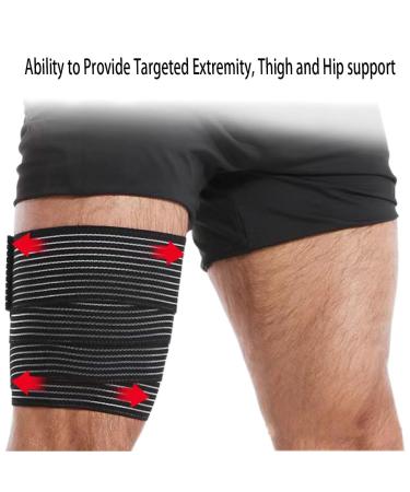 Thigh Compression Garment & Knee Support Band | Pain Relief for Men & Women - Black - Buy Online on GoSupps.com