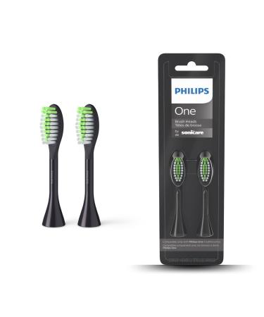 Philips One brush heads for the electric toothbrush pack of two (model: BH1022/06) Shadow Black 1 piece (pack of 1)