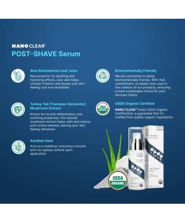 Nano Clear Organic Post-Shave Serum for Ingrown Hair & Razor Bumps - 30ml Anti-Oxidant Non-Greasy Quick Absorption | International Shipping - Buy Online on GoSupps.com