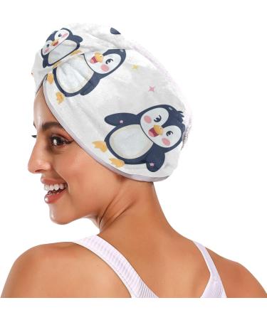 Small Lovely Penguins Hair Towel 2 Pack - Super Absorbent Quick Dry Hair Turbans for Women & Girls | Perfect Hair Drying Solution - Buy Online on GoSupps.com