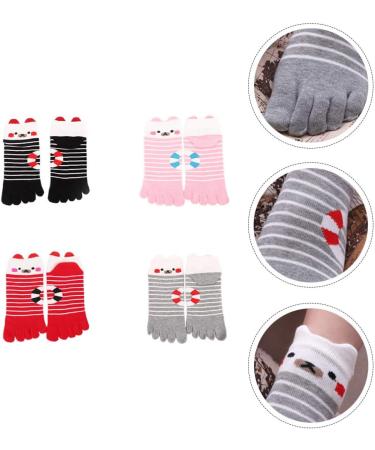 Holibanna Christmas Five Toe Socks - 4 Pairs of Warm No Show Cotton Toe Socks for Winter Festivities - Buy Online on GoSupps.com