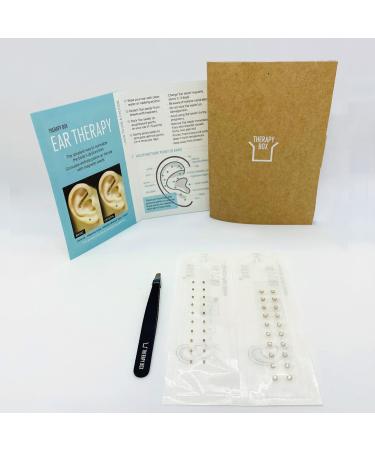 Therapy Box Swarovski Ear Seeds Acupuncture Kit – 1x Tweezer, 20x Basic and 20x Acupressure Ear Seeds – Traditional Chinese Self Care Ear Seeds, Clear, Adhesive Beads (Crystal White)