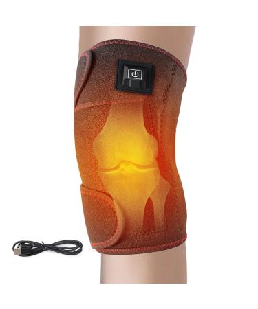 Knee Heating Pad Knee Braces for Knee Pain Relief USB Heat Knee Massage Wrap with 3 Temperature Control Thermal Therapy to Warm Joint Relief Pain Knee Stiff Arthritis No Battery 1PCs Black