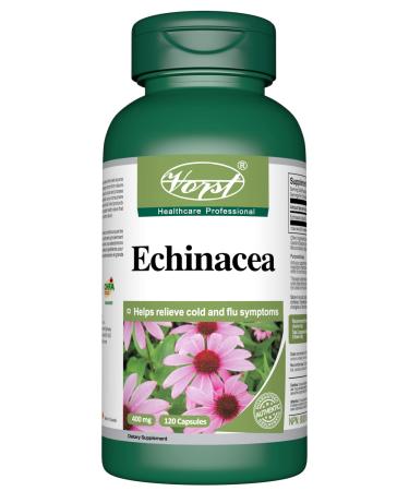 VORST Echinacea 800mg Per Serving (400mg Per Capsule) With 5:1 Extract Ratio (4000mg Raw Extract Equivalent) 120 Capsules | Anti Inflammatory for Common Cold & Flu Immune System Supplement Support | Extra Strength | Alternative to Tincture /Liquid/Drops o