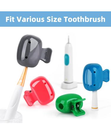 4 Pack Travel Toothbrush Head Covers - Portable Protector Caps for Manual & Electric Toothbrushes - Ideal for Home, Travel, Camping - Red Blue Green Grey - Buy Online on GoSupps.com