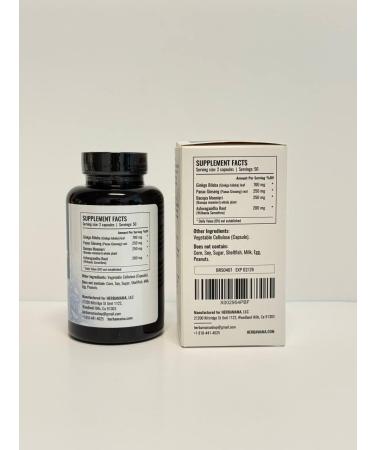 HERBAMAMA Brain Support Capsules - 1400mg Brain Support Supplement for Adults with Bacopa Panax Ginseng and Ginkgo Biloba - Vegan Non-GMO Focus Supplement 100 Caps (Pack of 2) - Buy Online on GoSupps.com