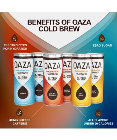 Oaza Variety Pack Cold Brew Coffee + Electrolytes - Zero Sugar, Great Taste - Buy Online on GoSupps.com