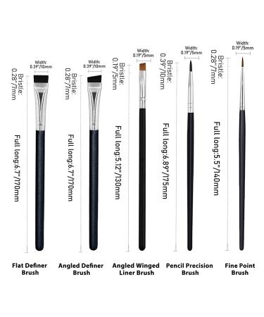BLEGGEIT Eyeliner Brush Set - 5 Firm Flat Eye Liner Makeup Brushes for Precision Blending and Brow Definition - Buy Online on GoSupps.com