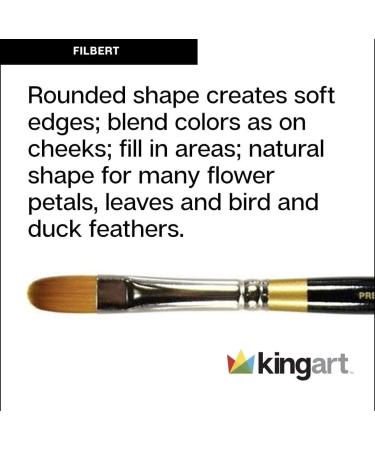 KINGART Original Gold 9500 Filbert Brush Set - 5 Pcs. Premium Taklon Brushes for Oil, Acrylic, Watercolor, Gouache - Sizes 2, 4, 6, 8, 10 - Buy Online on GoSupps.com