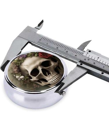 Skull Flowers Mini Round Pill Box | 3 Compartment Travel Pill Organizer | Portable Medicine Case for Home & Office - Buy Online on GoSupps.com