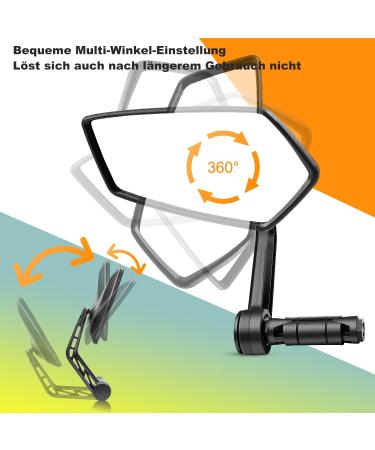 CLMILY Z Bicycle Mirror - Convex Automotive Glass Lens Rotatable E-Bike Handlebar End Mirror Scratch-Resistant Universal Left Side - Buy Online on GoSupps.com