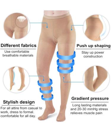Varicose Veins Compression Pantyhose - 20-30 mmHg Closed Toe Support Hose Beige - XL-XXL International Shipping - Buy Online on GoSupps.com