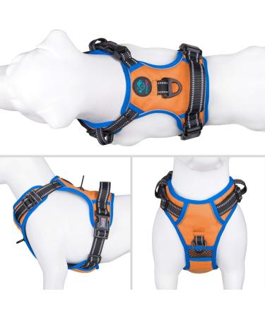 Phoepet 2019 Reflective Dog Harness for Large Breeds - Adjustable No Pull Vest with Handle 2 Metal Rings Size XL (Orange) - Buy Online on GoSupps.com