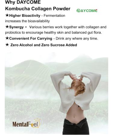 MentalFuel Kombucha Collagen Drink Powder- Instant Kombucha with Marine Collagen Powdered Drink Glow Drink Mix Powder Light fizzy No Alcohol No Sucrose added Anti-aging - Buy Online on GoSupps.com