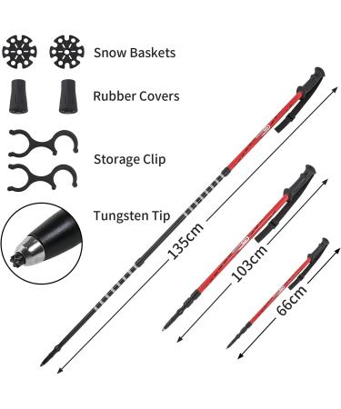 Goutone Lightweight Snowshoes for Adults - 25 Inches, White/Red, with Trekking Poles & Carrying Bag - Ideal for Hiking & Mountaineering - Buy Online on GoSupps.com