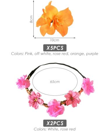 5 Double Orchid Hair Clips 2 Flower Garland Headbands Flower Hair Clips Festival Accessories Flower Hair Accessories Hair Flower Clips Flower Hair Clips For Women - Buy Online on GoSupps.com