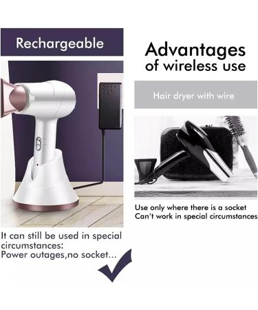 Cordless Hair Dryer Rechargeable Hair Dryer w/Hot & Cold Air & Built-in 5000mAh Battery Portable Travel Blow Dryer for Women Infants Kids Outdoor Camping Beaches White - Buy Online on GoSupps.com