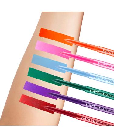 Waterproof Eyeliner Pencil Set - 6 Natural Matte Colors for Long-Lasting Eye Makeup - Retractable Liners and Shadow Pencil for Women - Purple, Green, and more - Buy Online on GoSupps.com