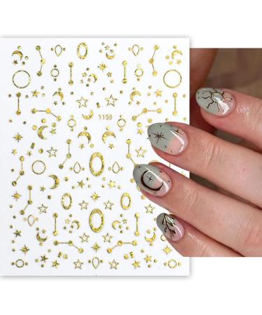 10 Sheets Moon and Star Nail Art Stickers - Self-Adhesive Metallic Decals for Acrylic Nails - DIY Manicure Decoration for Women and Girls - Buy Online on GoSupps.com