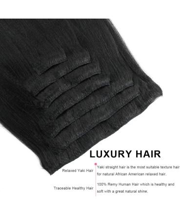 ABH AmazingBeauty Yaki Straight Clip-In Hair Extensions - 16 Inch - Real Remy, Thick, Black, 7 Pieces for African American Relaxed Hair - Buy Online on GoSupps.com
