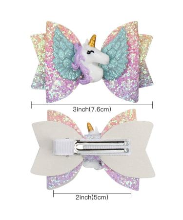 8pcs Unicorn Hair Bows for Girls - Glitter Grosgrain Ribbon Hair Accessories with Alligator Clips for Toddler Girls - Buy Online on GoSupps.com