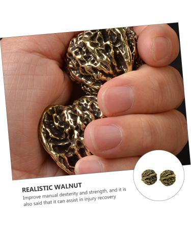 Frcolor Copper Walnut Hand Massage Balls - Deep Tissue Foot Massage Device | Retro Chinese Wenwan Handicraft - 3.5x3cm Golden - Buy Online on GoSupps.com