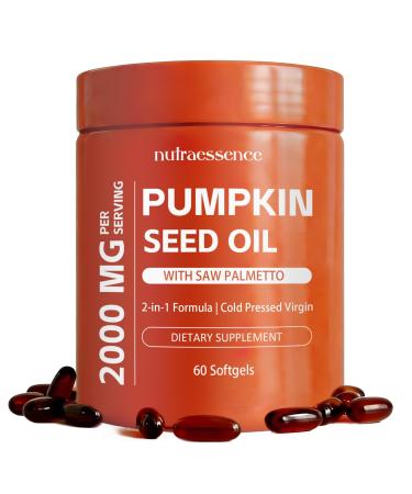 Juvein Nutra Essence Pumpkin Seed Oil Softgels with Saw Palmetto Cold Pressed Pure Virgin Oil Essential Fatty Acids & Phytosterols Non-GMO (1pc)