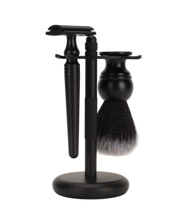 Shaving Set for Men 3 in 1 Manual Shaving Set with Trimmer Stand Holder Beard Brush and Trimmer