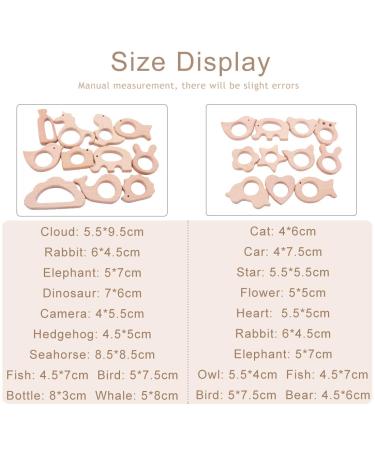 Promise Babe 11pc Wooden Montessori Baby Toy Set - Organic Elephant & Bird Handmade Pendant Rings for Shower Gift - Buy Online on GoSupps.com