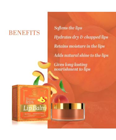 Khadii Peach Lip Balm with Beeswax & Shea Butter - Natural Herbal Lip Balm for Soft Hydrated & Chapped Lips - Chemical-Free Unisex - 5gm - Buy Online on GoSupps.com
