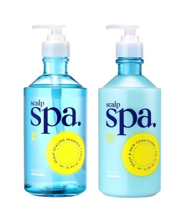 Kerasys Scalp Spa Silicone Free Weakly Acidic AHA Aqua Blue 25.36 fl oz / 750 ml (Shampoo + Conditioner Set)