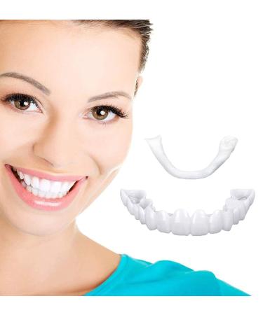 2 Pairs Veneers Teeth Tilt, Upper and Lower Veneer Teeth, Press In Veneers, for Women and Men, Teeth Veneers for Instant Perfect Smile with Box