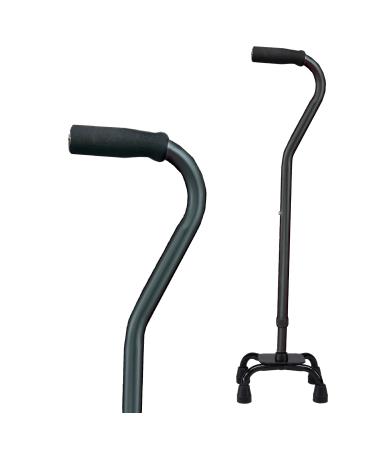 Carex Quad Cane with Small Base - Adjustable Height Quad Cane and Walking Stick with Small Base - Holds Up to 250 Pounds, Black, Universal, Pack of 1