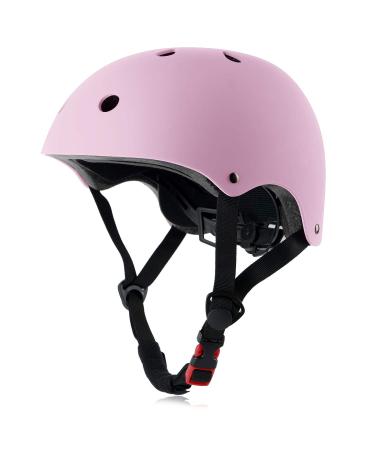 Skateboard Bike Helmet, Lightweight Adjustable, Multi-Sport for Bicycle Skate Scooter, 3 Sizes for Adult Youth & Kids Matte Pink Large: 57-61 cm / 22.4"-24"