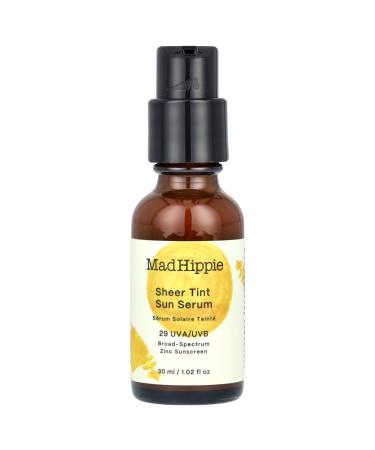Mad Hippie Sheer Tint (Medium/Dark) SPF 29+ Sun Serum Vitamin C & Hyaluronic Acid Zinc Oxide Sunscreen Reef-Safe 1.02 Oz Dark/Medium