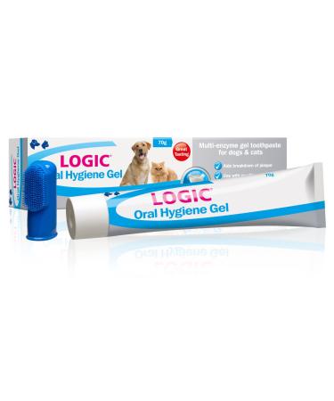 Logic Oral Hygiene Gel for Cats and Dogs 70 g with Finger Toothbrush 1 Count ( Pack of 1) 70 g (Pack of 1)