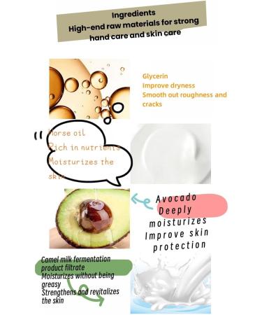 Anti-freeze Hand Cream with Horse Oil Camel Milk and Avocado for Cracked Hands Long-lasting Moisturizing Lifting Care Making Your Hands Smooth and Soft - Buy Online on GoSupps.com