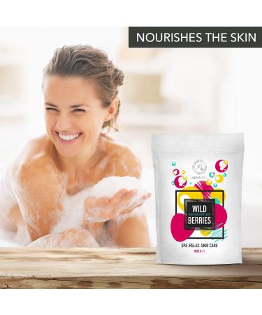 Wild Berries Foaming Bath Sea Salt 35 Oz - Relaxing Bubble Bath with Almond & Grape Seed Oil for Aromatherapy Soak - Buy Online on GoSupps.com