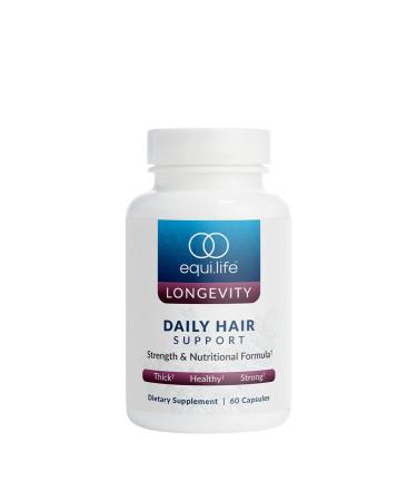 Equilife Daily Hair Support, Hair Supplement with Biotin, Ashwagandha, Zinc, Selenium, and Saw Palmetto, Vitamins and Minerals for Hair and Scalp Nourishment, Gluten Free, 60 Capsules