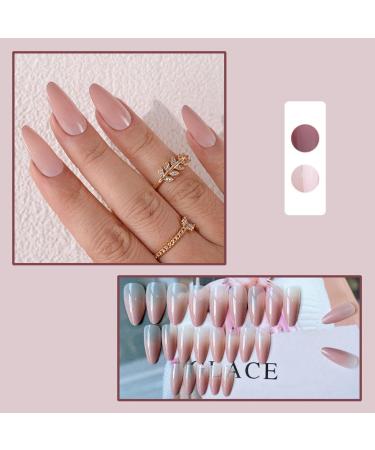 Justotry 24 Pcs Gradient Pink Almond Short False Nails with Nail Glue - French Press on Nails for Women - Buy Online on GoSupps.com