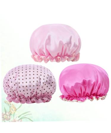 FRCOLOR Hair Bonnet 3pcs Women's Shower Cap Set | Double Layer Bath Visor for Curly Hair | Waterproof & Elastic Bathing Caps - Buy Online on GoSupps.com