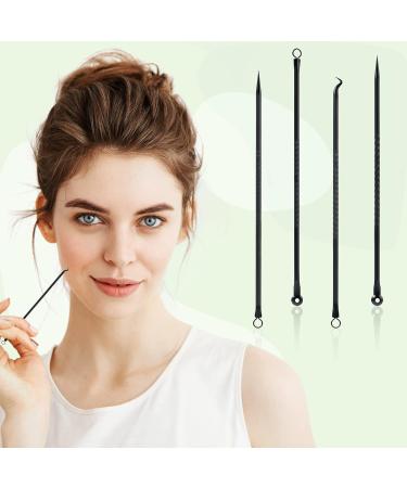 Greoer 4 Pieces Blackhead Remover Tool Kit Comedone Extractor Acne Removal Kit Stainless Steel Black Head Tool Remove for Face Care (Black) - Buy Online on GoSupps.com