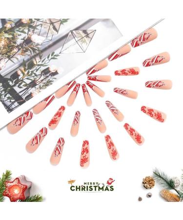 Vatocu Christmas Snowflakes Glitter False Nails - Long Xmas Press On Nails for Women and Girls (24pcs) - Buy Online on GoSupps.com